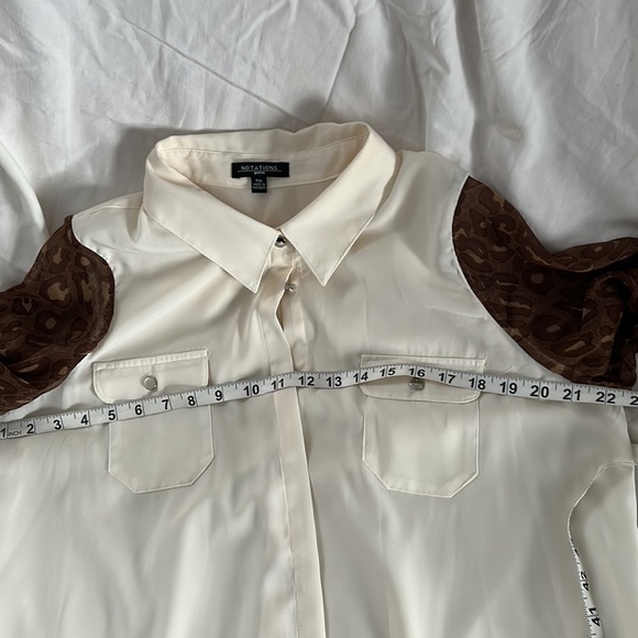 Notations ; ivory color, button-down blouse. Petite, size L/XL. - Picture 7 of 8